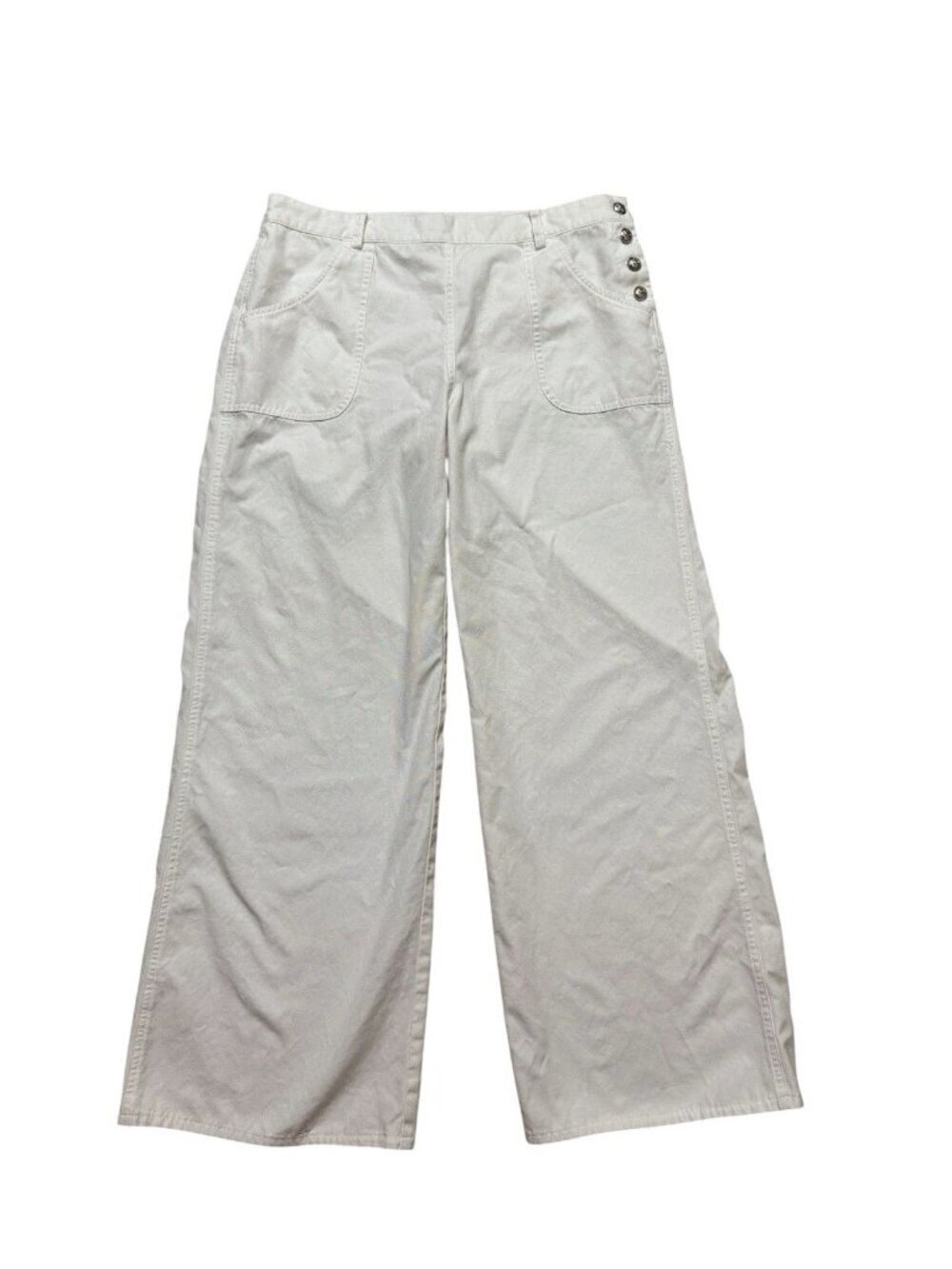 Lauren Ralph Lauren White Sailor Pants Size 8 Wide Leg Cotton Stretch